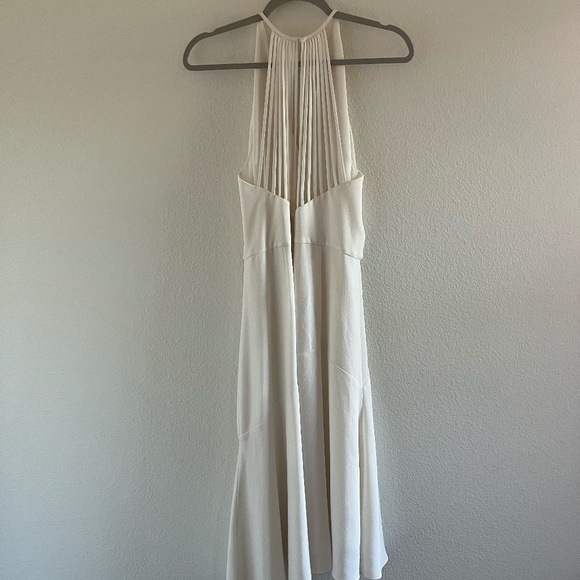 REISS | Luxury Crepe Talin Strappy-Back Fit & Flare Midi Dress in White | Size 8 - Picture 10 of 15